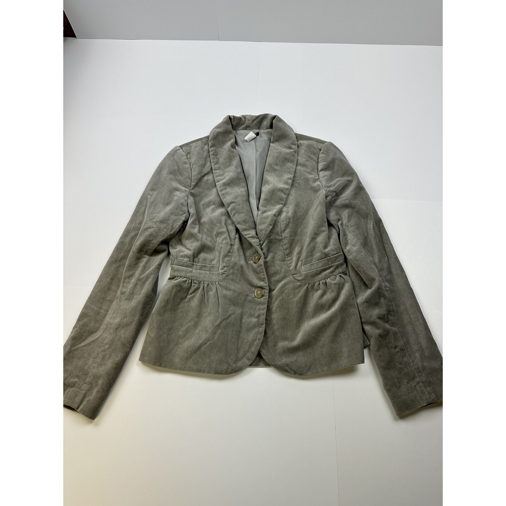 J Crew Womens Blazer Jacket 4 Gray Velvet Velour Lined